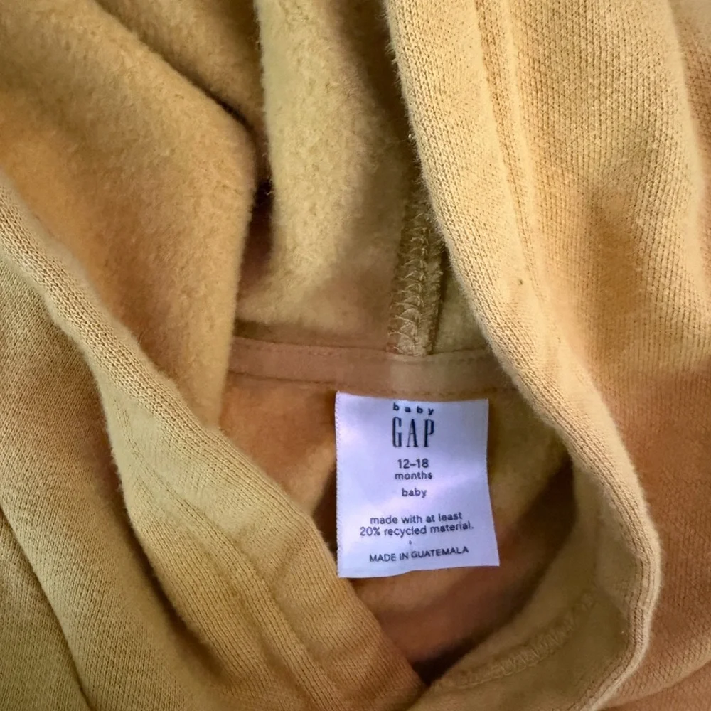 GAP Kids Mustard Yellow Hooded Sweatshirt with Graphic